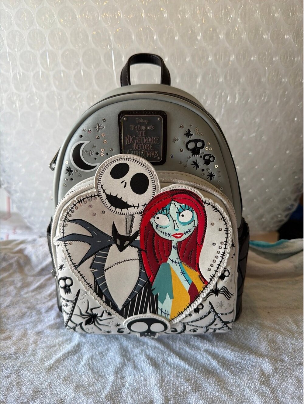 Loungefly NBC Jack & Sally Heart Mini Backpack NWT
